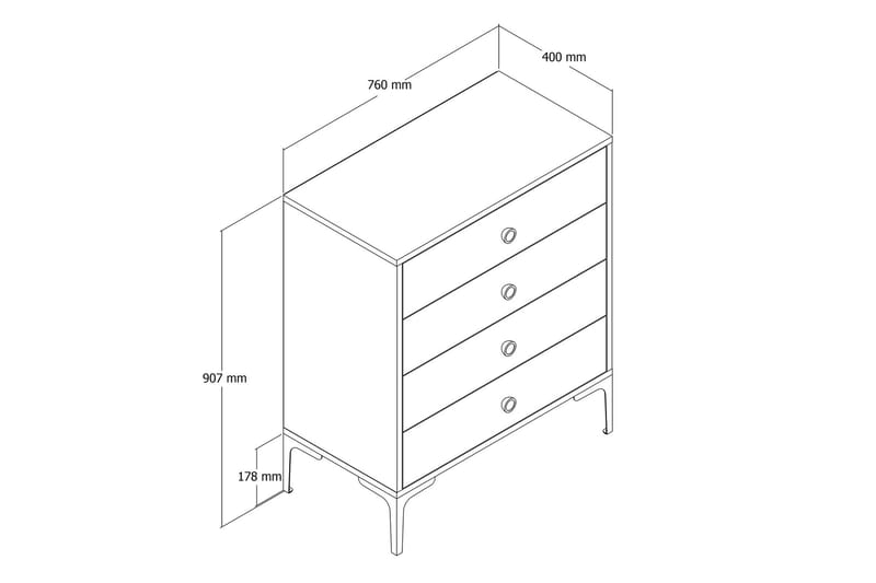 AMEIAS Byrå 76x90,7 cm Vit - Förvaring - Förvaringsmöbler - Byrå