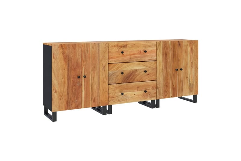 beBasic 3 st Sideboards massivt trä akacia - Förvaring - Förvaringsmöbler - Skänkar & sideboards