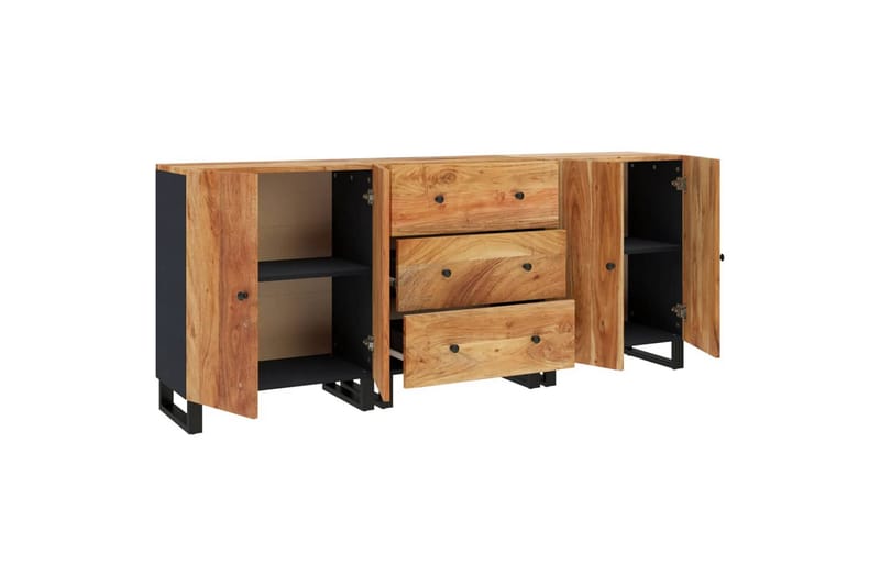 beBasic 3 st Sideboards massivt trä akacia - Förvaring - Förvaringsmöbler - Skänkar & sideboards