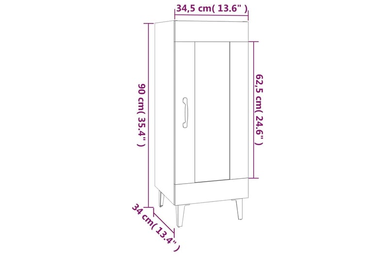 beBasic Byrå betonggrå 34,5x34x90 cm konstruerat trä - Förvaring - Förvaringsmöbler - Byrå