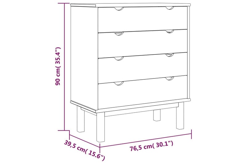 beBasic Byrå brun och grå 76,5x39,5x90 cm massivt furuträ - Förvaring - Förvaringsmöbler - Byrå