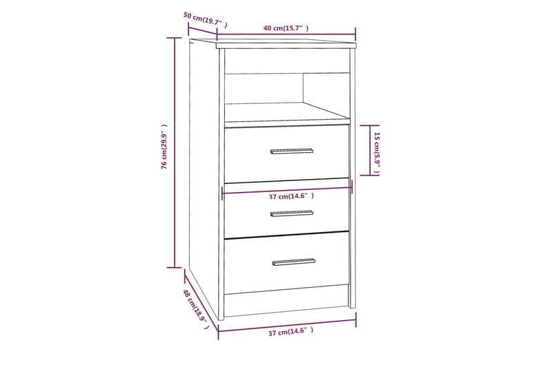 beBasic Byrå rökfärgad ek 40x50x76 cm konstruerat trä - Förvaring - Förvaringsmöbler - Byrå