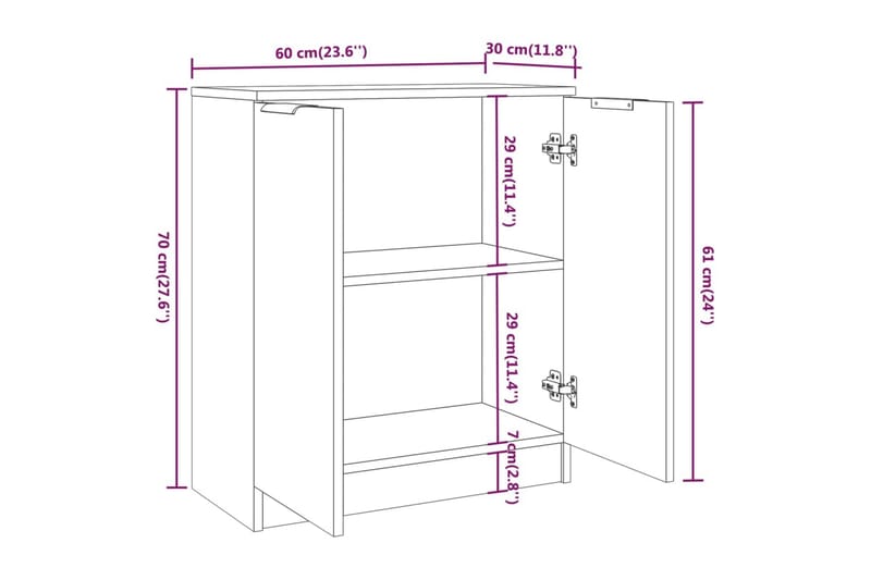 beBasic Byrå rökfärgad ek 60x30x70 cm konstruerat trä - Förvaring - Förvaringsmöbler - Byrå