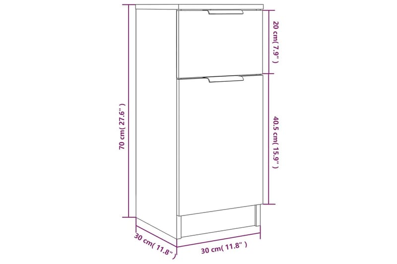 beBasic Byrå sonoma-ek 30x30x70 cm konstruerat trä - Förvaring - Förvaringsmöbler - Byrå