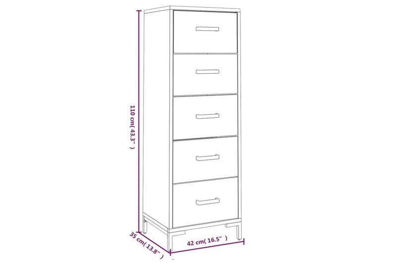 beBasic Byrå svart 42x35x110 cm massivt återvunnet furu - Förvaring - Förvaringsmöbler - Byrå