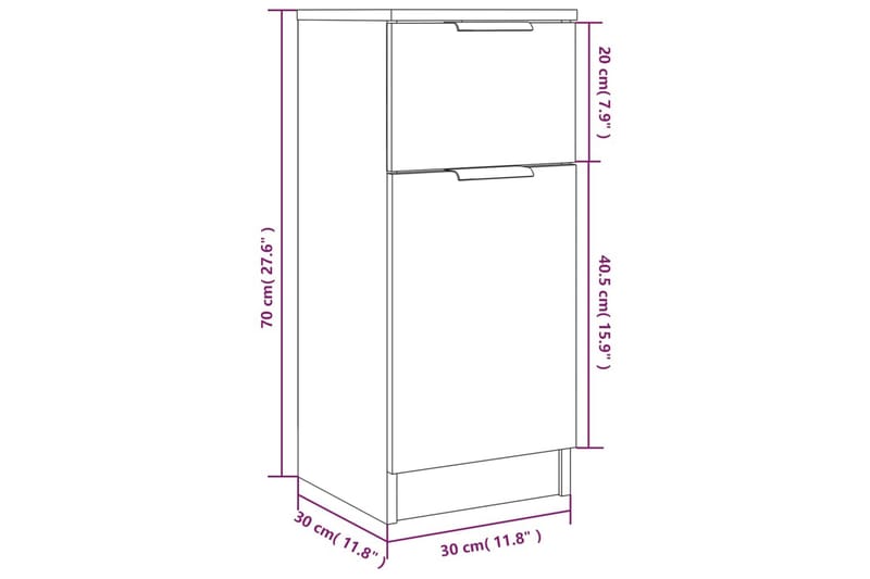 beBasic Byrå vit 30x30x70 cm konstruerat trä - Förvaring - Förvaringsmöbler - Byrå