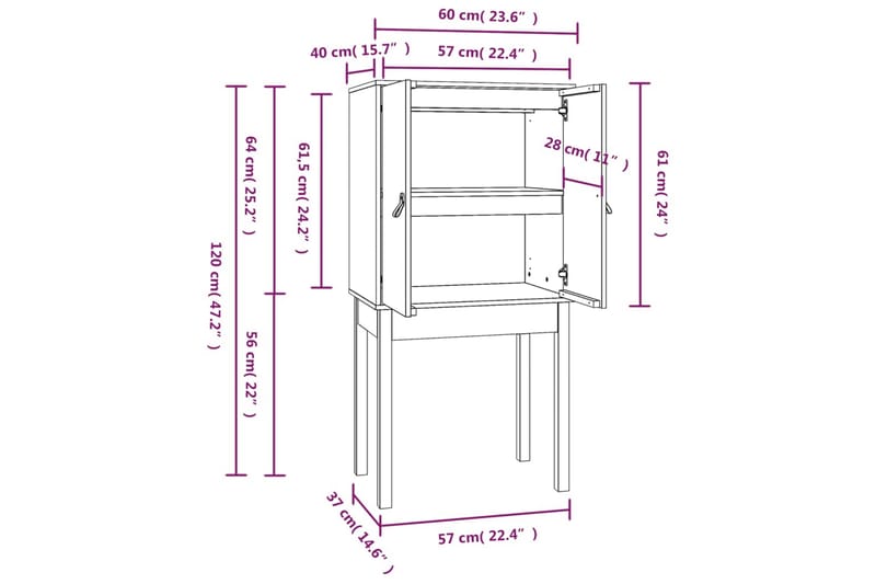 beBasic Högskåp 60x40x120 cm massiv furu - Förvaring - Förvaringsmöbler - Byrå