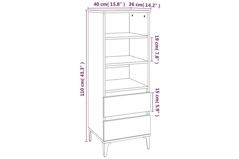 beBasic Högskåp betonggrå 40x36x110 cm konstruerat trä - Förvaring - Förvaringsmöbler - Byrå