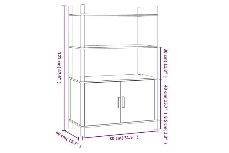 beBasic Högskåp vit 80x40x121 cm konstruerat trä - Förvaring - Förvaringsmöbler - Byrå