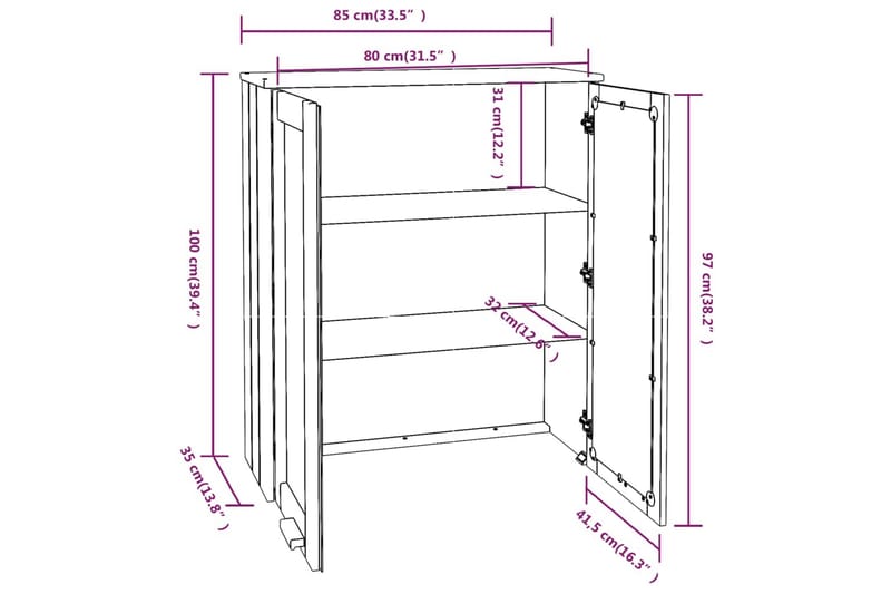 beBasic Överdel till högskåp honungsbrun 85x35x100 cm massiv furu - Förvaring - Förvaringsmöbler - Byrå