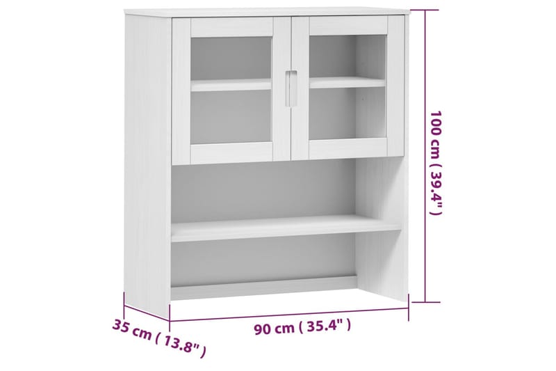 beBasic Överdel till högskåp vit 90x35x100 cm massiv furu - Förvaring - Förvaringsmöbler - Byrå