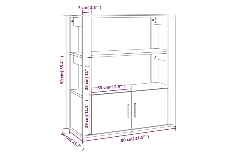 beBasic Sidobord rökfärgad ek 80x30x90 cm konstruerat trä - Förvaring - Förvaringsmöbler - Skänkar & sideboards