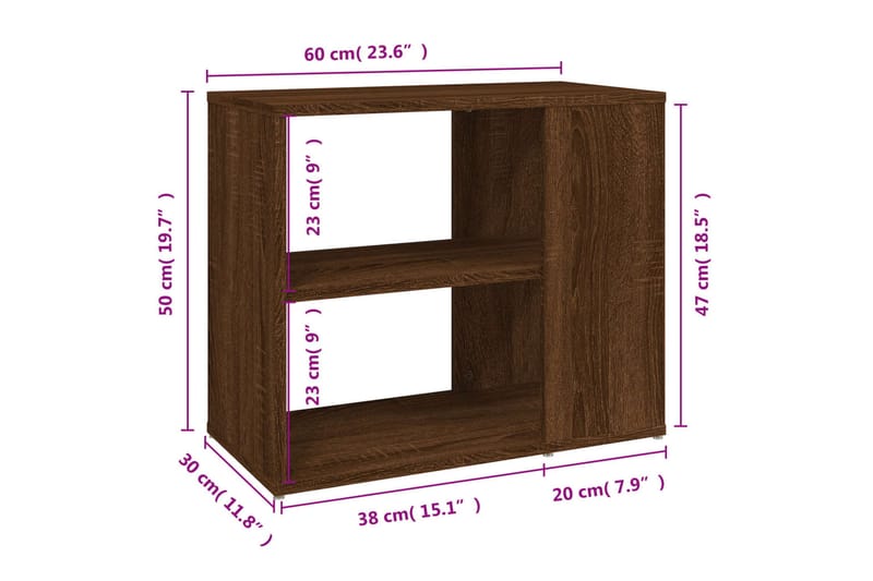 beBasic Sidoskåp Brun ek 60x30x50 cm konstruerat trä - Förvaring - Förvaringsmöbler - Skänkar & sideboards