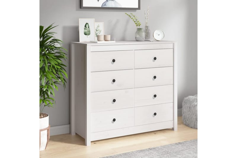 beBasic Sidoskåp vit 100x40x90 cm massiv furu - Förvaring - Förvaringsmöbler - Skänkar & sideboards