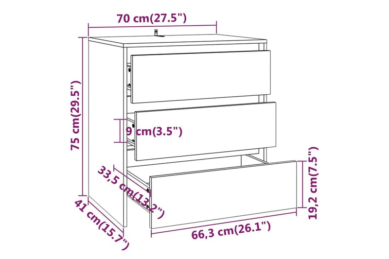 beBasic Skänk 2 delar brun ek konstruerat trä - Förvaring - Förvaringsmöbler - Skänkar & sideboards