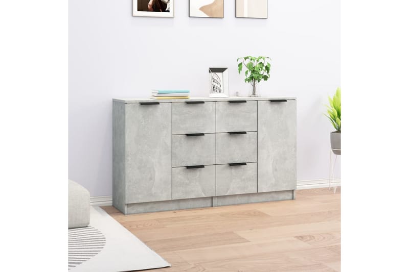 beBasic Skänk 2 st betonggrå 60x30x70 cm konstruerat trä - Förvaring - Förvaringsmöbler - Skänkar & sideboards