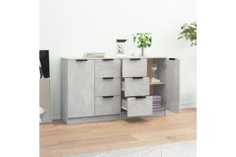 beBasic Skänk 2 st betonggrå 60x30x70 cm konstruerat trä - Förvaring - Förvaringsmöbler - Skänkar & sideboards