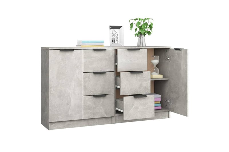 beBasic Skänk 2 st betonggrå 60x30x70 cm konstruerat trä - Förvaring - Förvaringsmöbler - Skänkar & sideboards