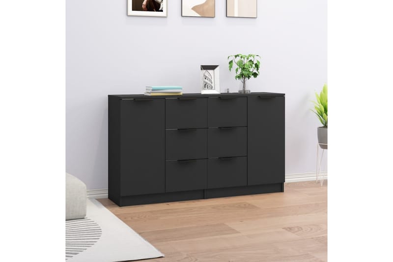 beBasic Skänk 2 st svart 60x30x70 cm konstruerat trä - Förvaring - Förvaringsmöbler - Skänkar & sideboards