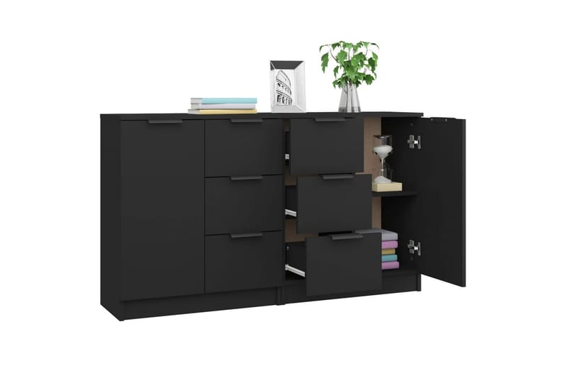 beBasic Skänk 2 st svart 60x30x70 cm konstruerat trä - Förvaring - Förvaringsmöbler - Skänkar & sideboards