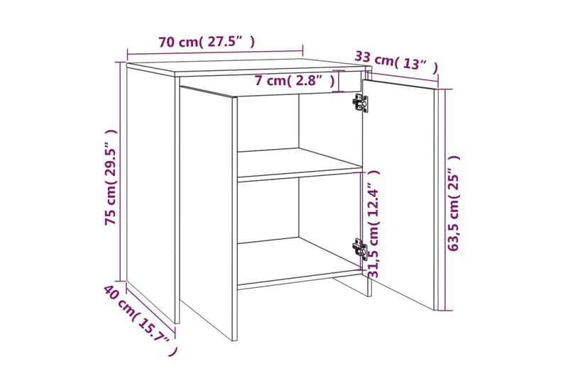 beBasic Skänk 3 delar brun ek konstruerat trä - Förvaring - Förvaringsmöbler - Skänkar & sideboards