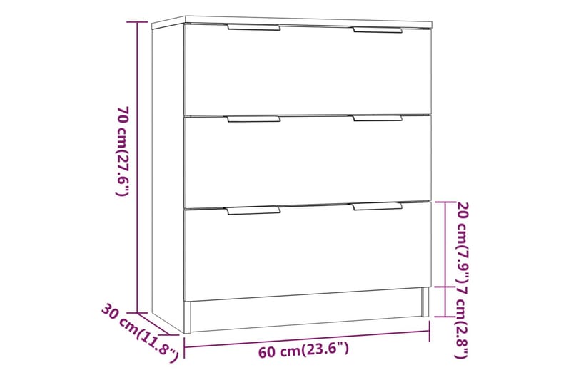 beBasic Skänk 3 delar vit högglans konstruerat trä - Förvaring - Förvaringsmöbler - Skänkar & sideboards