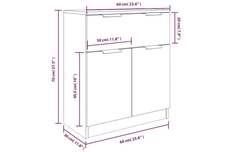 beBasic Skänk 3 delar vit konstruerat trä - Förvaring - Förvaringsmöbler - Skänkar & sideboards