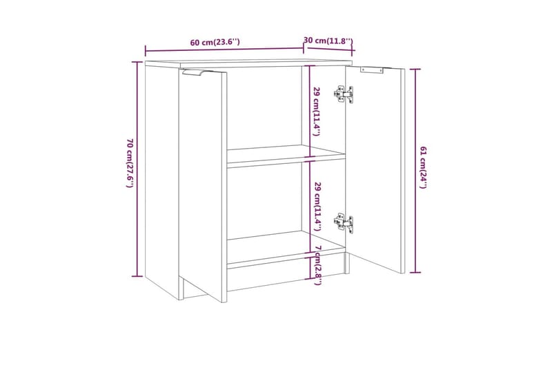 beBasic Skänk 3 delar vit konstruerat trä - Förvaring - Förvaringsmöbler - Skänkar & sideboards