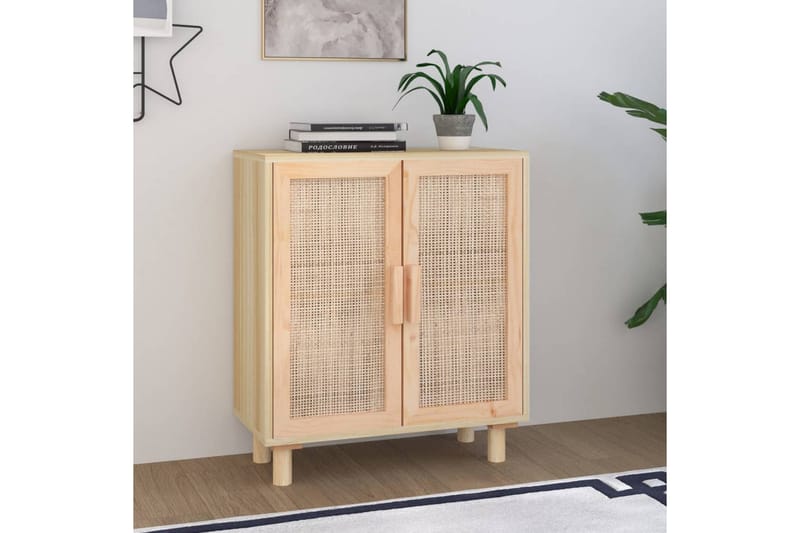 beBasic Skänk brun 60x30x70 cm massiv furu och naturlig rotting - Förvaring - Förvaringsmöbler - Skänkar & sideboards