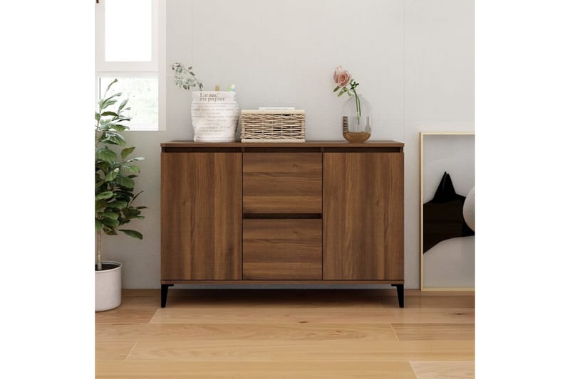 beBasic Skänk brun ek 104x35x70 cm konstruerat trä - Förvaring - Förvaringsmöbler - Skänkar & sideboards