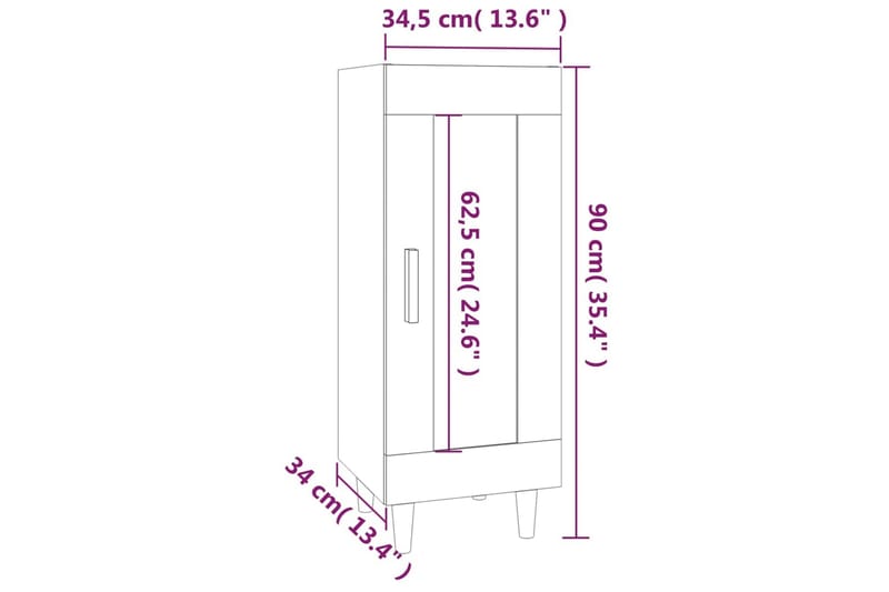 beBasic Skänk brun ek 34,5x34x90 cm konstruerat trä - Förvaring - Förvaringsmöbler - Skänkar & sideboards