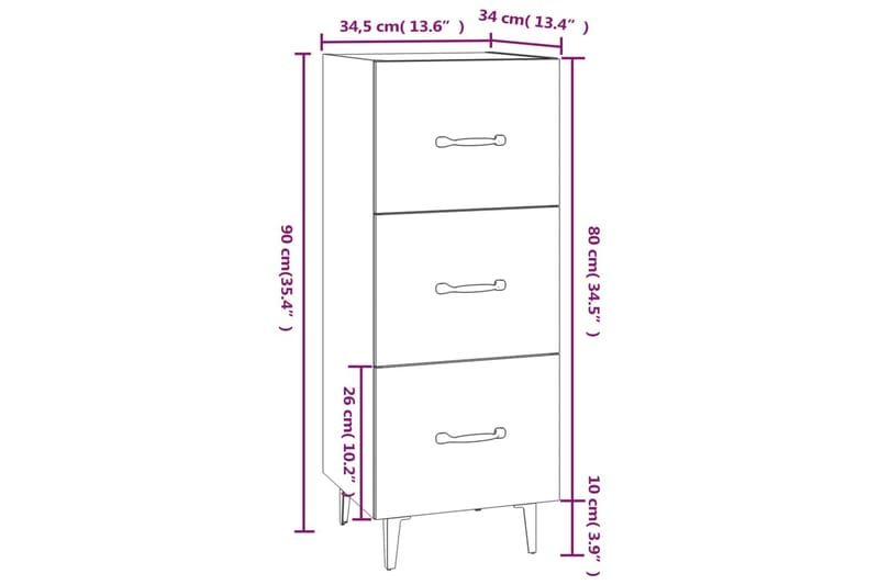 beBasic Skänk brun ek 34,5x34x90 cm konstruerat trä - Förvaring - Förvaringsmöbler - Skänkar & sideboards