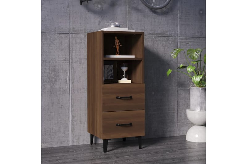 beBasic Skänk brun ek 34,5x34x90 cm konstruerat trä - Förvaring - Förvaringsmöbler - Skänkar & sideboards