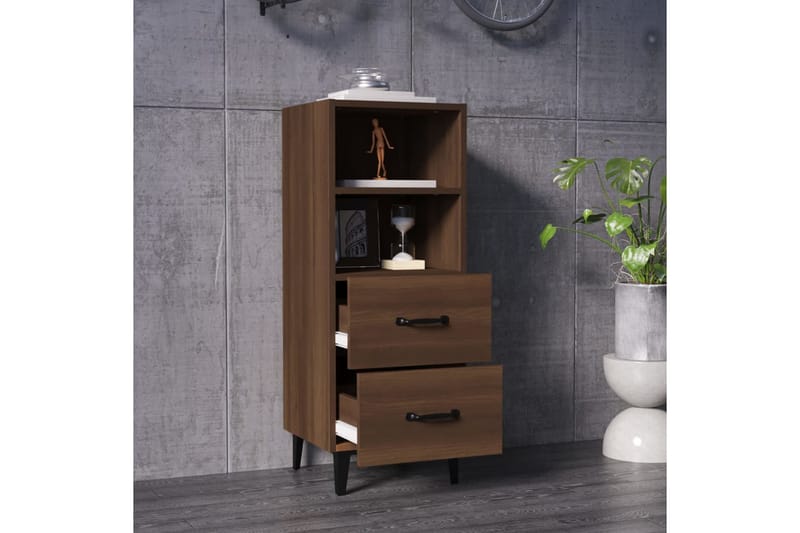 beBasic Skänk brun ek 34,5x34x90 cm konstruerat trä - Förvaring - Förvaringsmöbler - Skänkar & sideboards