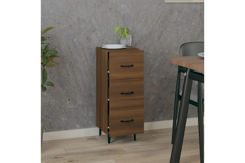 beBasic Skänk brun ek 34,5x34x90 cm konstruerat trä - Förvaring - Förvaringsmöbler - Skänkar & sideboards