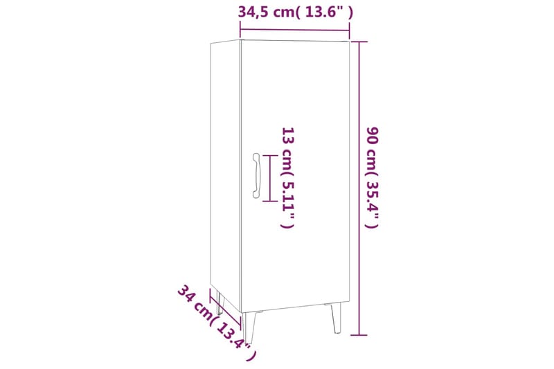 beBasic Skänk brun ek 34,5x34x90 cm konstruerat trä - Förvaring - Förvaringsmöbler - Skänkar & sideboards