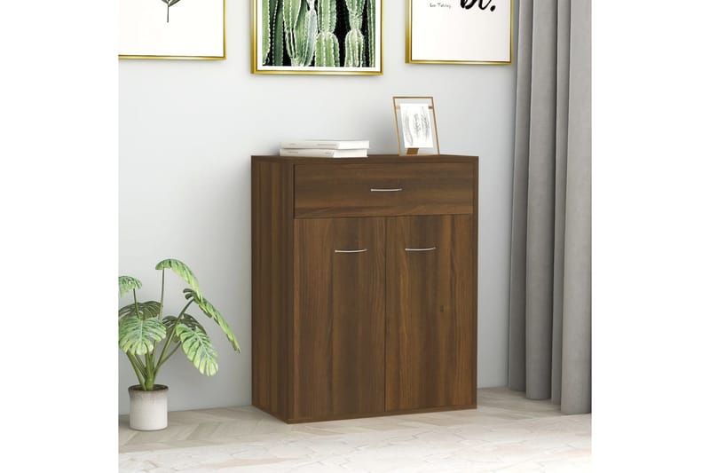 beBasic Skänk brun ek 60x30x75 cm konstruerat trä - Förvaring - Förvaringsmöbler - Skänkar & sideboards