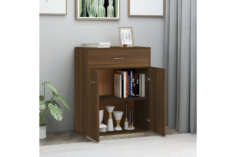 beBasic Skänk brun ek 60x30x75 cm konstruerat trä - Förvaring - Förvaringsmöbler - Skänkar & sideboards