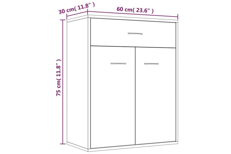 beBasic Skänk brun ek 60x30x75 cm konstruerat trä - Förvaring - Förvaringsmöbler - Skänkar & sideboards