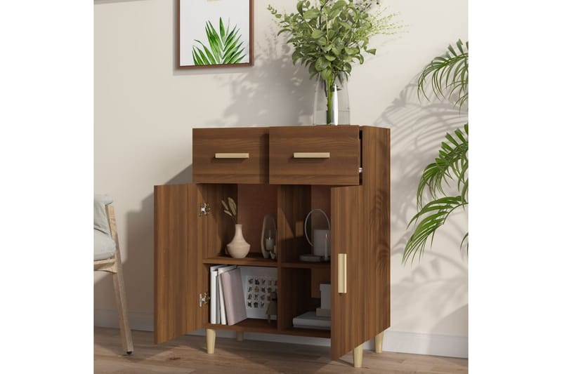 beBasic Skänk brun ek 69,5x34x89 cm konstruerat trä - Förvaring - Förvaringsmöbler - Skänkar & sideboards