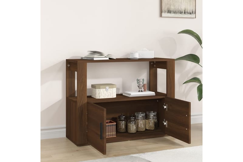 beBasic Skänk brun ek 80x30x60 cm konstruerat trä - Förvaring - Förvaringsmöbler - Skänkar & sideboards