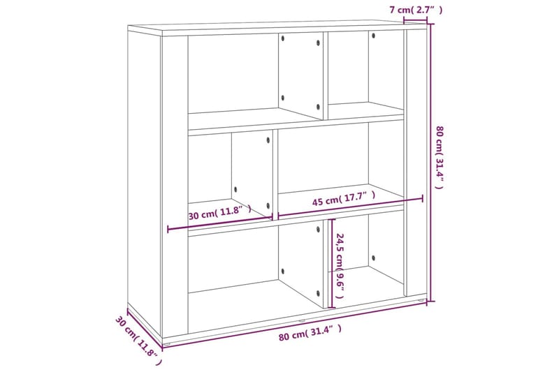 beBasic Skänk brun ek 80x30x80 cm konstruerat trä - Förvaring - Förvaringsmöbler - Skänkar & sideboards