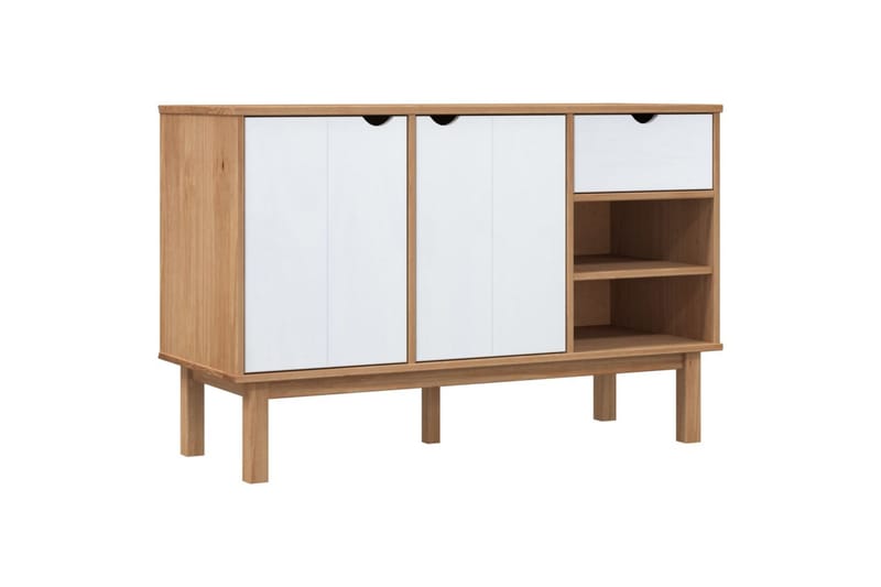 beBasic Skänk brun och vit 114x43x73,5 cm massiv furu - Förvaring - Förvaringsmöbler - Skänkar & sideboards