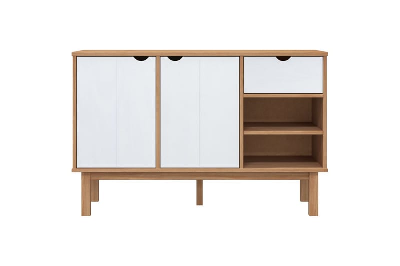 beBasic Skänk brun och vit 114x43x73,5 cm massiv furu - Förvaring - Förvaringsmöbler - Skänkar & sideboards