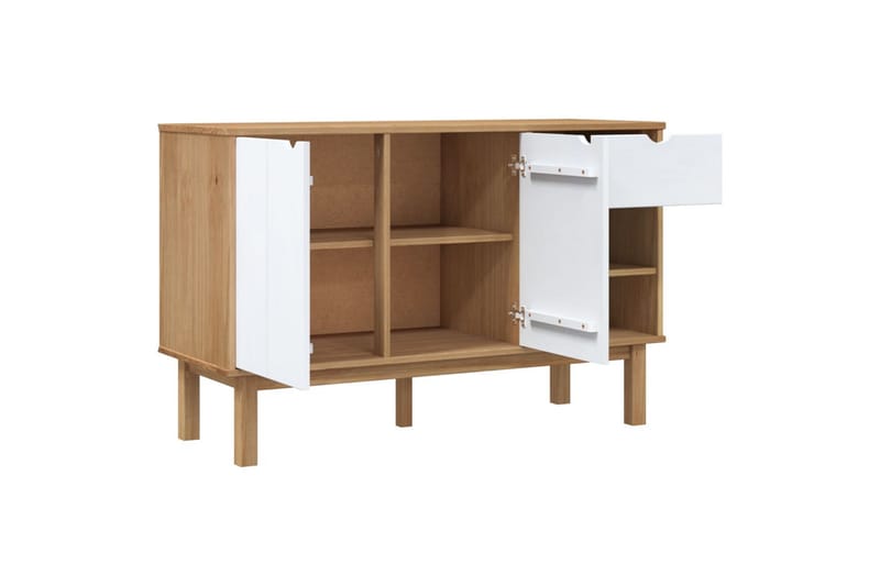 beBasic Skänk brun och vit 114x43x73,5 cm massiv furu - Förvaring - Förvaringsmöbler - Skänkar & sideboards