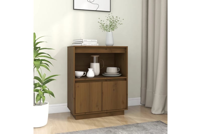 beBasic Skänk honungsbrun 60x34x75 cm massiv furu - Förvaring - Förvaringsmöbler - Skänkar & sideboards