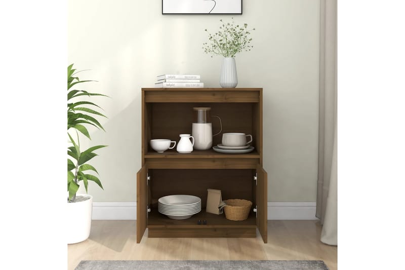 beBasic Skänk honungsbrun 60x34x75 cm massiv furu - Förvaring - Förvaringsmöbler - Skänkar & sideboards