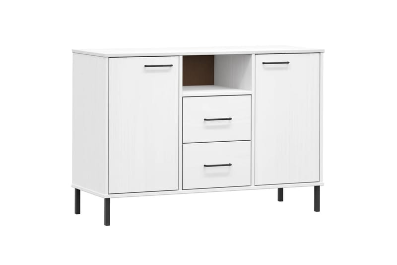 beBasic Skänk med metallben OSLO vit 113x40x77 cm massivt trä - Förvaring - Förvaringsmöbler - Skänkar & sideboards