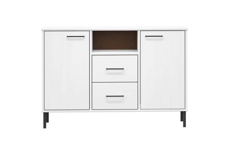 beBasic Skänk med metallben OSLO vit 113x40x77 cm massivt trä - Förvaring - Förvaringsmöbler - Skänkar & sideboards