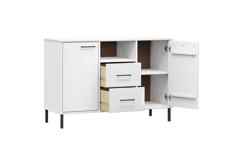 beBasic Skänk med metallben OSLO vit 113x40x77 cm massivt trä - Förvaring - Förvaringsmöbler - Skänkar & sideboards